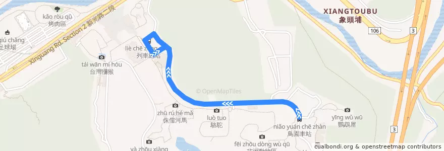 Mapa del recorrido 動物園列車 de la línea  en 文山區.