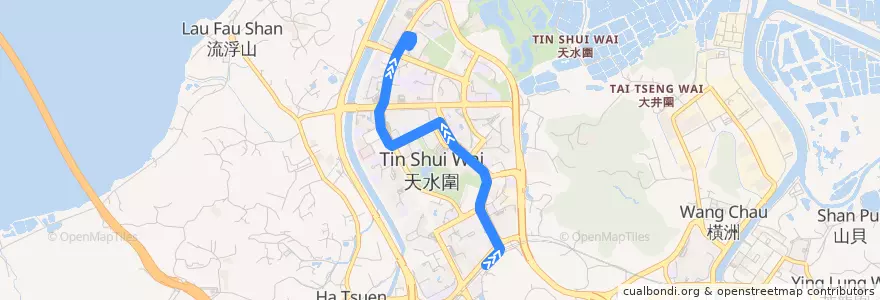 Mapa del recorrido 輕鐵751P綫 Light Rail 751P (天水圍 Tin Shui Wai → 天逸 Tin Yat) de la línea  en 元朗區 Yuen Long District.