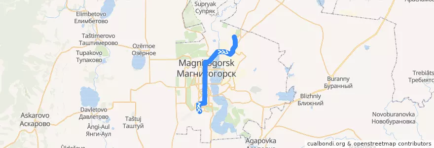 Mapa del recorrido Трамвай №27: Зеленый лог - ЛПЦ de la línea  en Магнитогорский городской округ.