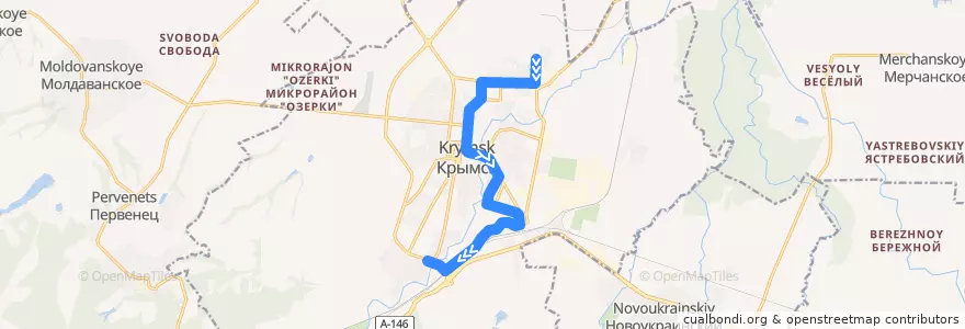 Mapa del recorrido Автобус №1: Ермолаева - Копейка de la línea  en Крымское городское поселение.