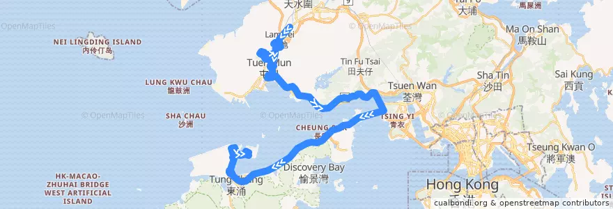 Mapa del recorrido 龍運巴士A33P線 Long Win Bus A33P (鍾屋村 Chung Uk Tsuen → 機場 Airport) de la línea  en 신제.
