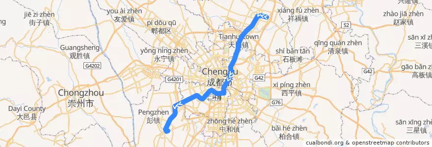 Mapa del recorrido 成都地铁3号线 de la línea  en 成都市.