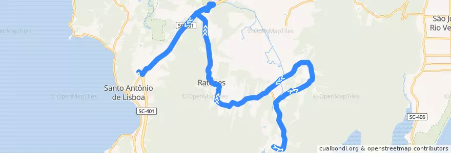 Mapa del recorrido Ônibus 273: Circular Ratones, Ratones => TISAN de la línea  en Florianópolis.
