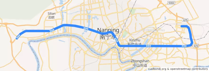 Mapa del recorrido 南宁地铁1号线 de la línea  en 南宁市 / Nanning.