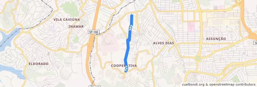 Mapa del recorrido 07C: Cooperativa => Paço ( Via Castelo ) de la línea  en São Bernardo do Campo.