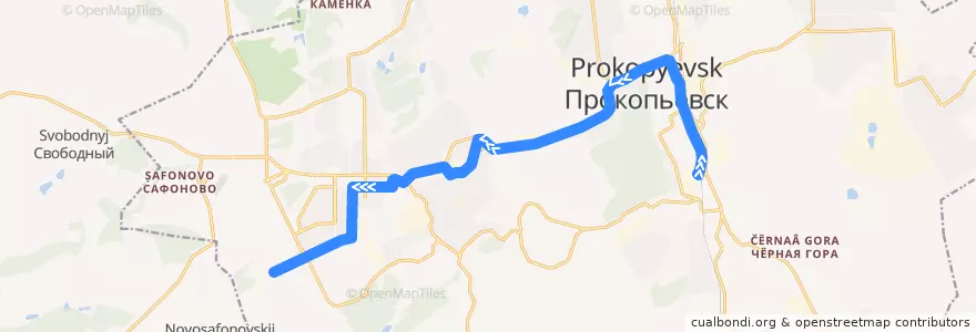 Mapa del recorrido Трамвайный маршрут №6: Строительная – Завод "Элекромашина" de la línea  en プロコピエフスキー管区.