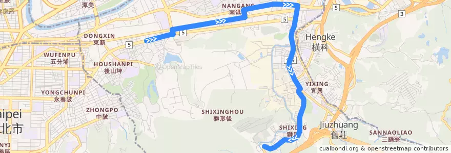 Mapa del recorrido 臺北市 小12區 捷運昆陽站-中華科技大學 (往程) de la línea  en 南港區.