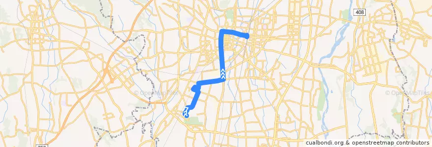 Mapa del recorrido 関東自動車バス[01] 江曽島（西川田東）⇒一条⇒宇都宮駅 de la línea  en 宇都宮市.