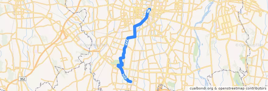 Mapa del recorrido 関東自動車バス[25] 宇都宮駅⇒旭陵通り・今宮⇒雀宮駅 de la línea  en Utsunomiya.