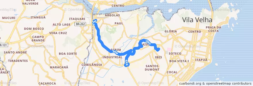 Mapa del recorrido 604 Terminal São Torquato / Terminal Ibes via Santa Rita/Alvorada de la línea  en Vila Velha.
