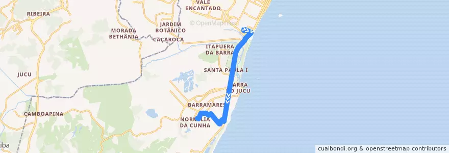 Mapa del recorrido 612 Terminal Itaparica / Parque Residencial Terra Vermelha via Ulisses Guimarães de la línea  en Vila Velha.