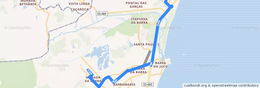 Mapa del recorrido 616 Morada da Barra / Terminal Itaparica via Barramares de la línea  en Вила-Велья.