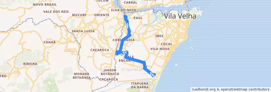 Mapa del recorrido 624 Terminal Itaparica / Terminal São Torquato via Rio Marinho de la línea  en 韦利亚镇.