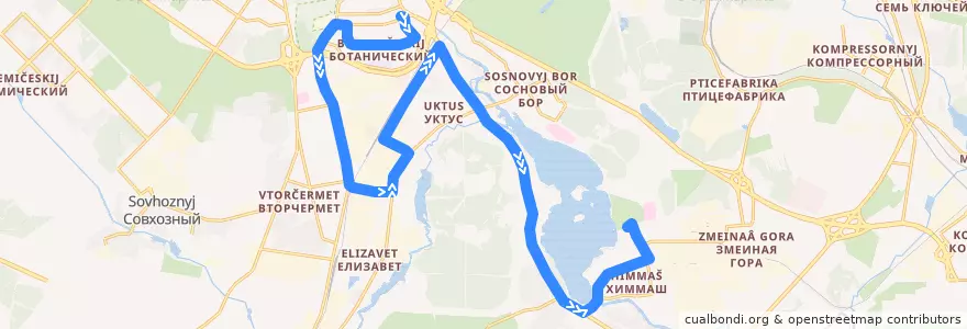 Mapa del recorrido Автобус 042. ТЦ "Дирижабль" - Химмаш de la línea  en Yekaterinburg Municipality.