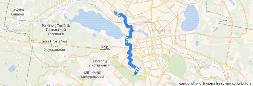 Mapa del recorrido Автобус 43. Проспект Седова - Онуфриева de la línea  en городской округ Екатеринбург.