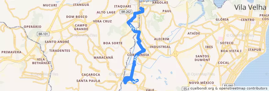 Mapa del recorrido 630 Rio Marinho / Terminal São Torquato via Lindenberg de la línea  en Microrregião Vitória.