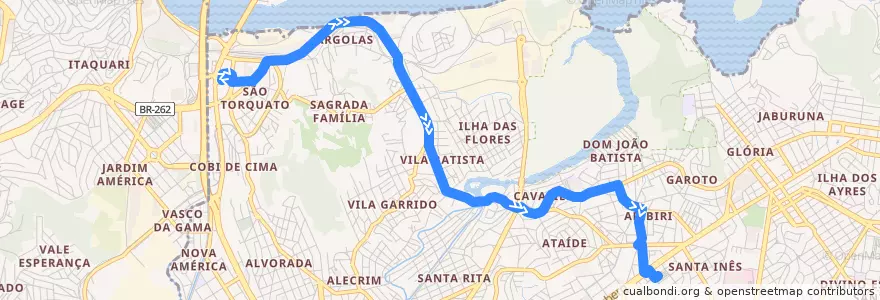 Mapa del recorrido 658 - Terminal de São Torquato/Terminal IBES - via Aribiri/Paul de la línea  en 韦利亚镇.