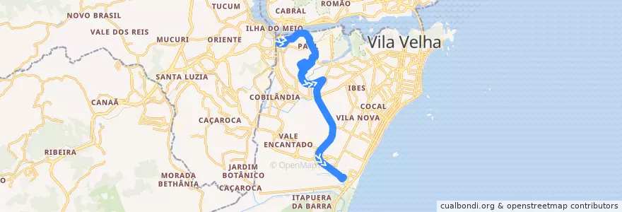 Mapa del recorrido 660 - Terminal de Itaparica/Terminal de São Torquato - via Vila Garrido de la línea  en ヴィラ・ヴェーリャ.