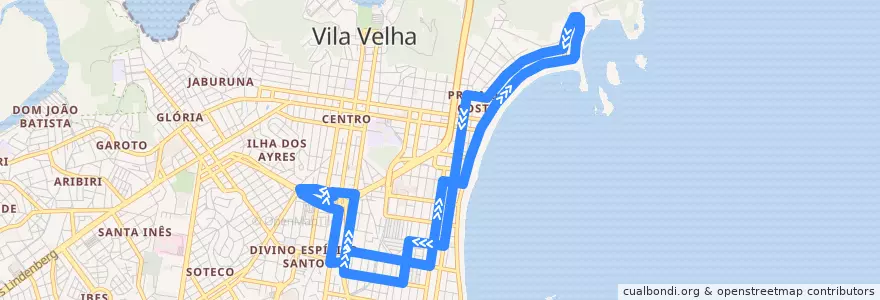 Mapa del recorrido 662 - Terminal de Vila Velha/Praia da Costa - via CREFES de la línea  en Vila Velha.