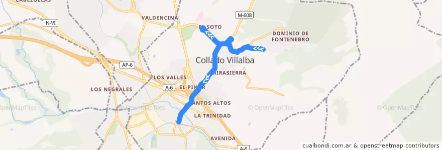 Mapa del recorrido Bus Lanzadera 3: Mirador-FFCC de la línea  en Collado Villalba.