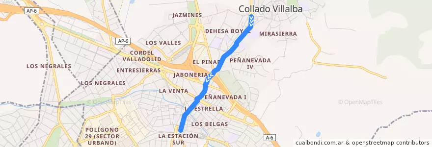 Mapa del recorrido Bus Lanzadera 15: IES-Almudena-Zoco-FFCC de la línea  en Collado Villalba.