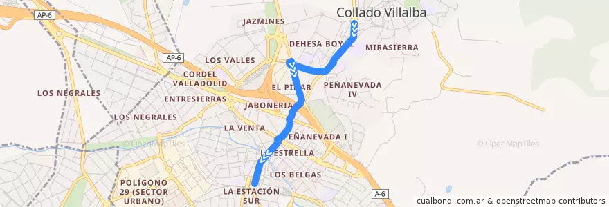 Mapa del recorrido Bus Lanzadera 17: IES-FFCC de la línea  en Collado Villalba.