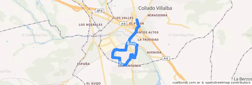 Mapa del recorrido Bus Lanzadera 18: FFCC-P. Coruña-FFCC-Zoco de la línea  en Cuenca del Guadarrama.