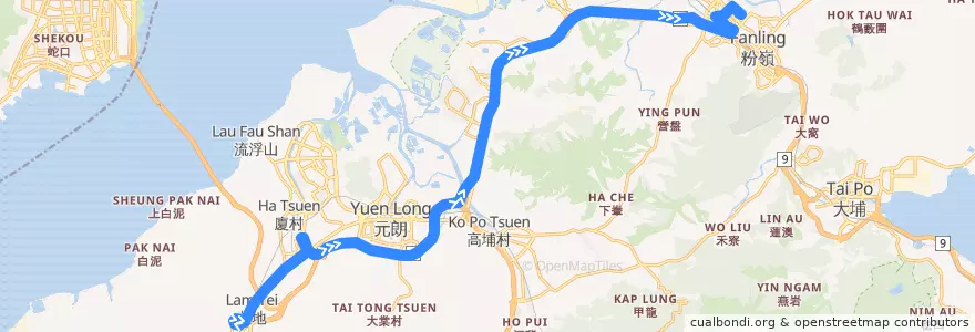 Mapa del recorrido 九巴261P線 KMB 261P (兆康苑 Siu Hong Court → 天平邨 Tin Ping Estate) de la línea  en 新界 New Territories.