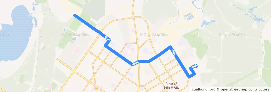 Mapa del recorrido Автобус 053. Улица Ползунова - Кирпичный завод de la línea  en エカテリンブルク管区.