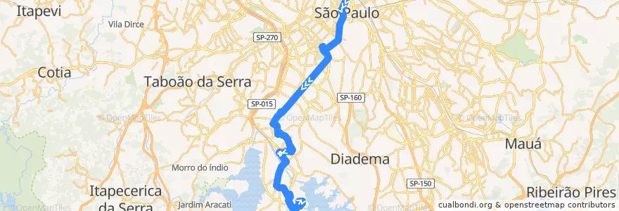 Mapa del recorrido 5317-10 SESC/Orion de la línea  en São Paulo.