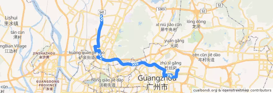 Mapa del recorrido 32路(黄石路总站-华工大总站) de la línea  en 広州市.