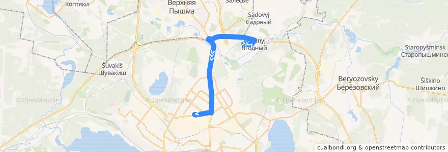 Mapa del recorrido Автобус 59. Окружное кладбище - УЗТМ de la línea  en Свердловская область.