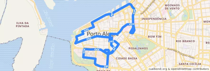 Mapa del recorrido C1 - Circular Centro de la línea  en Porto Alegre.