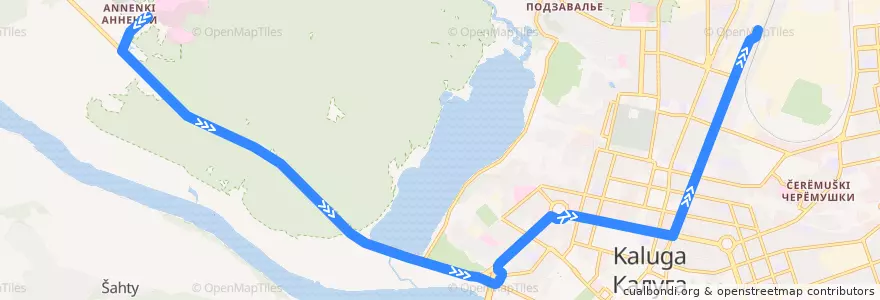 Mapa del recorrido Автобус №31: Анненки (Областная больница) -> Вокзал Калуга-1 de la línea  en городской округ Калуга.