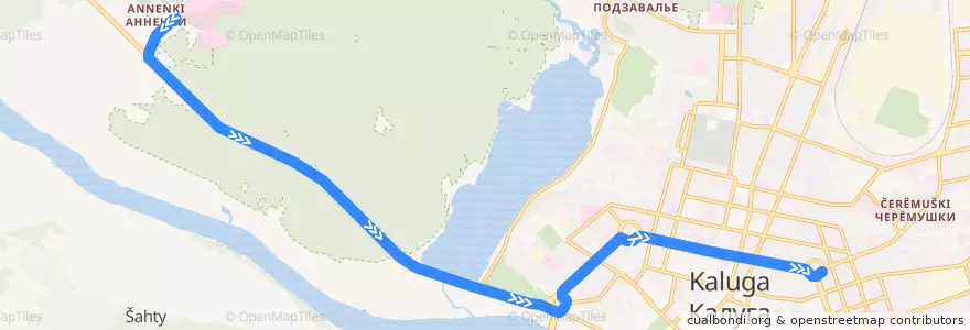 Mapa del recorrido Автобус №32: Анненки (Областная больница) -> Площадь Победы de la línea  en городской округ Калуга.