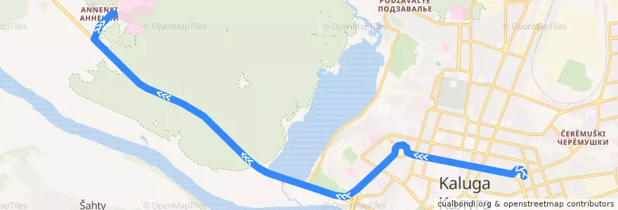 Mapa del recorrido Автобус №32: Площадь Победы -> Анненки (Областная больница) de la línea  en городской округ Калуга.