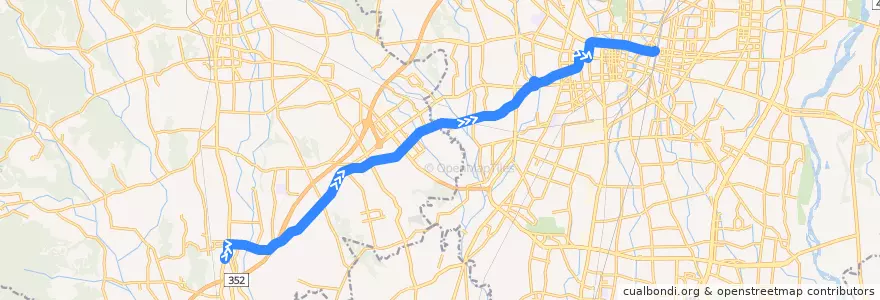 Mapa del recorrido 関東自動車バス[01] 楡木車庫⇒宇都宮駅 de la línea  en 도치기현.