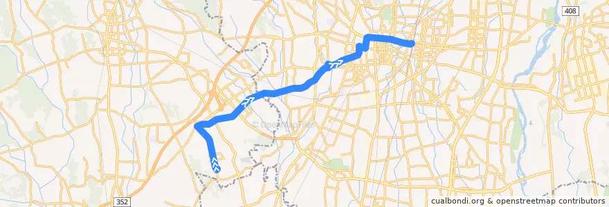 Mapa del recorrido 関東自動車バス[01] 運転免許センター⇒宇都宮駅 de la línea  en Prefettura di Tochigi.