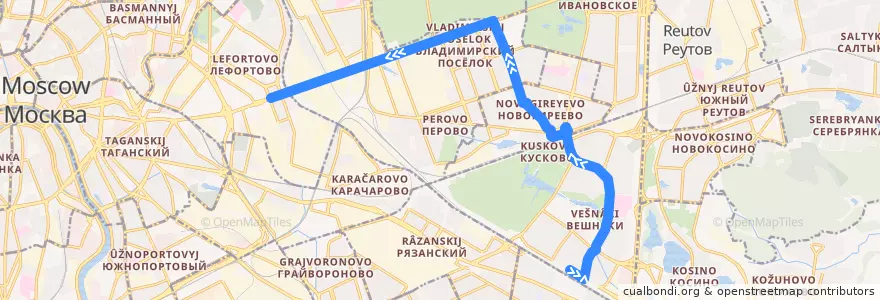 Mapa del recorrido Троллейбус 30: Метро «Выхино» => Метро «Авиамоторная» de la línea  en Östlicher Verwaltungsbezirk.