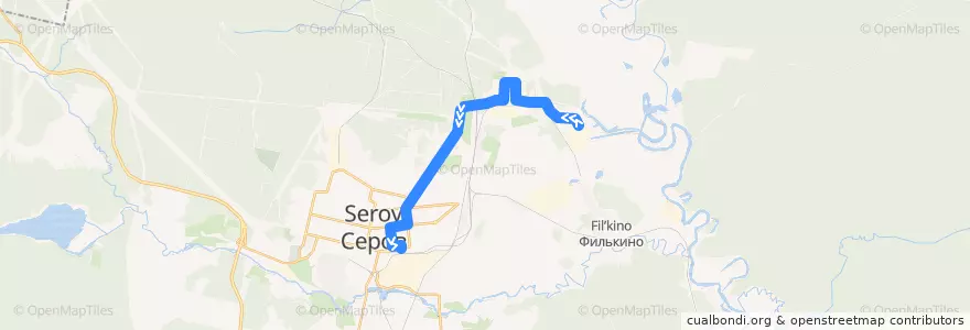 Mapa del recorrido ГРЭС—Автовокзал de la línea  en Серовский городской округ.