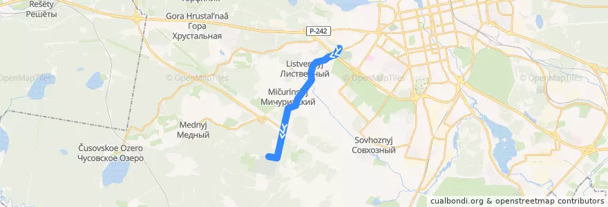 Mapa del recorrido Автобус 63. СТЦ "Мега" — Кладбище Лесное de la línea  en городской округ Екатеринбург.