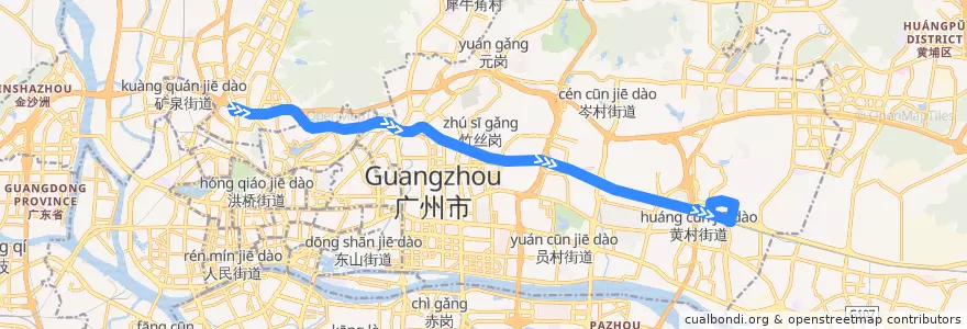Mapa del recorrido 60路(机场路总站-奥林匹克体育中心总站) de la línea  en Cantão.