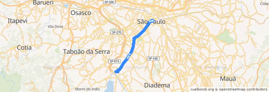 Mapa del recorrido 5111-10 Terminal Santo Amaro de la línea  en São Paulo.