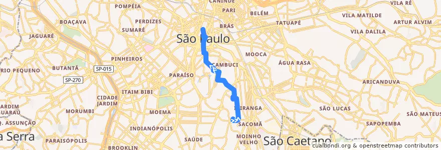 Mapa del recorrido 4113-10: Visconde de Pirajá ⇒ Praça da República de la línea  en São Paulo.
