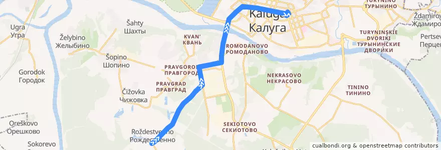 Mapa del recorrido Автобус №36: Деревня Рождествнно -> Площадь Победы de la línea  en городской округ Калуга.