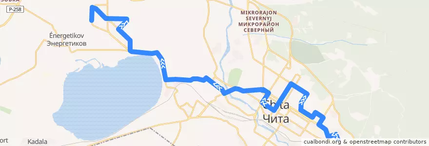 Mapa del recorrido Маршрутное такси №58 de la línea  en Chita.