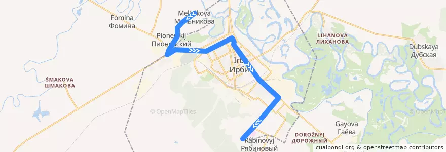 Mapa del recorrido Автобус №144: Мельникова — ЦГБ de la línea  en городской округ Ирбит.