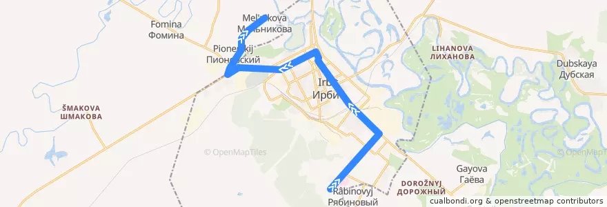 Mapa del recorrido Автобус №144: ЦГБ — Мельникова de la línea  en городской округ Ирбит.