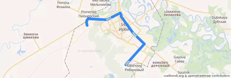 Mapa del recorrido Автобус №1: ЦГБ — Посёлок Гагарина de la línea  en городской округ Ирбит.