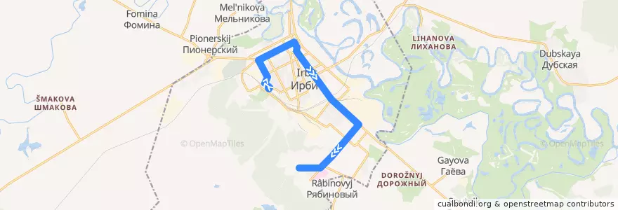 Mapa del recorrido Автобус №2: Вокзал — Тубдиспансер de la línea  en городской округ Ирбит.